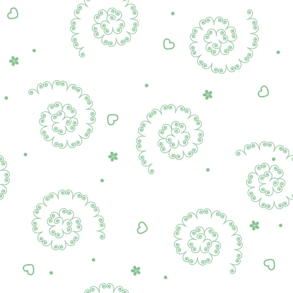 Vektor Dekor Nahtlose Muster Blumen Grüne Farbe — Stockvektor