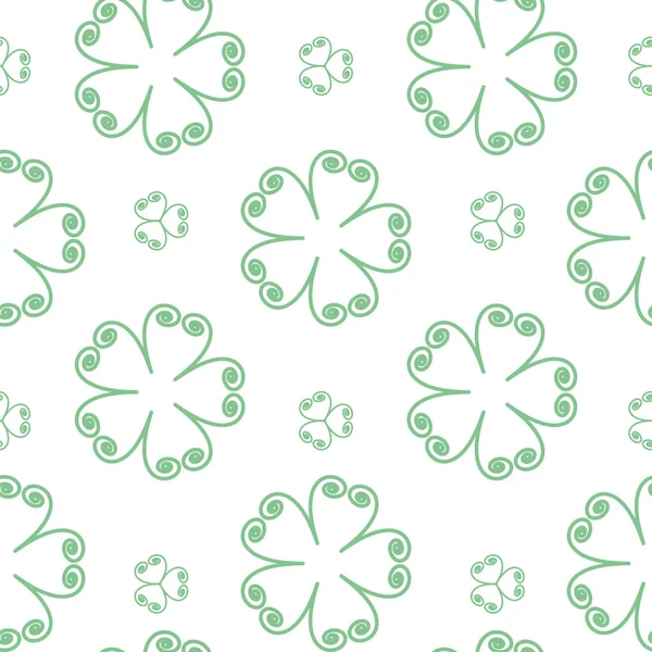 Vector Seamless Pattern Flowers Green Color — Stock Vector