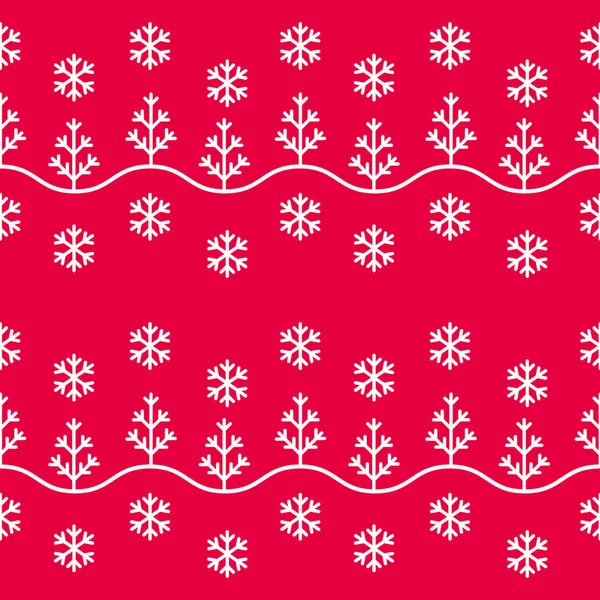 Vector Decor Seamless Winter Pattern Snowflakes Trees — Stock Vector