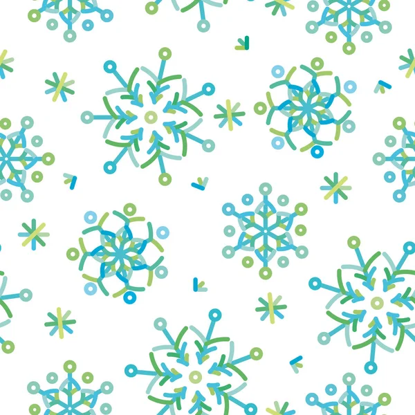 Vector Seamless Abstract Pattern Colored Snowflakes — Stock Vector