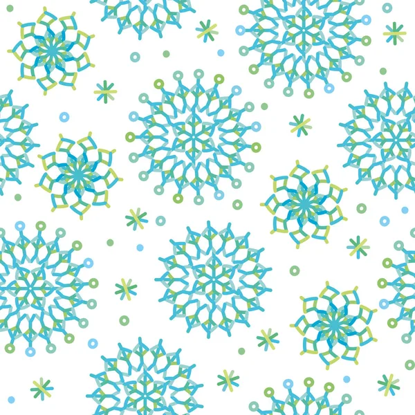 Vector Seamless Abstract Pattern Colored Snowflakes — Stock Vector