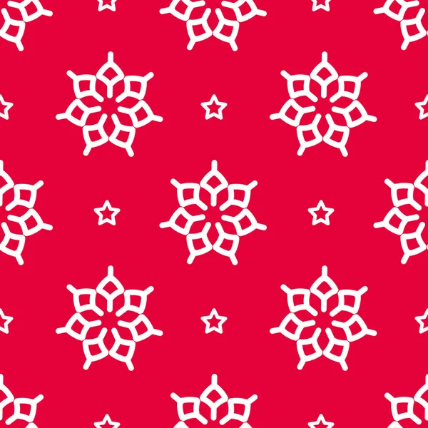 Motif Noël Abstrait Vectoriel Avec Flocons Neige Étoiles Couleur Rouge — Image vectorielle