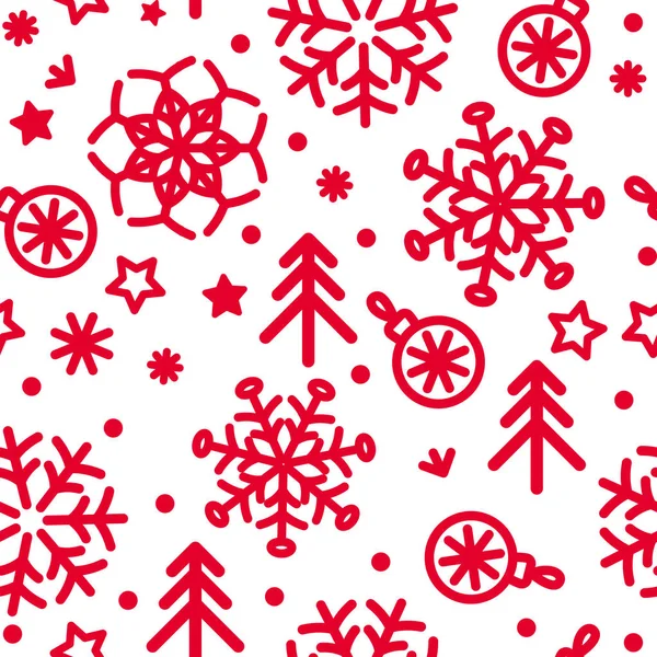 Vector Abstracte Kerst Patroon Met Sneeuwvlokken Kerstbomen Sterren — Stockvector