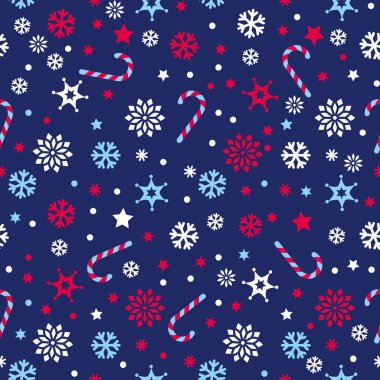 vektör sorunsuz Noel desen kar taneleri, yıldız, şeker