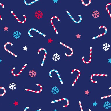 vektör sorunsuz Noel desen kar taneleri, yıldız, şeker