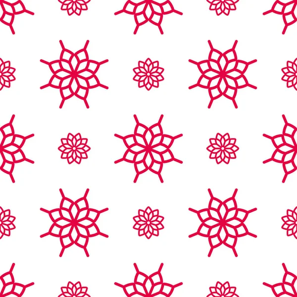 Векторный Бесшовный Рисунок Снежинки Красный Белый Цвет — стоковый вектор