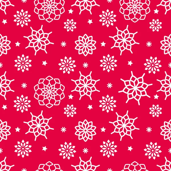 Motif Flocon Neige Sans Couture Vectoriel Couleur Rouge Blanche — Image vectorielle