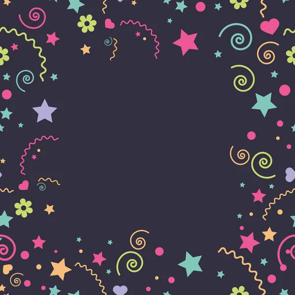Вектор Бесшовные Детские Смешные Красочные Различные Элементы Звезды Цветы Сердца — стоковый вектор