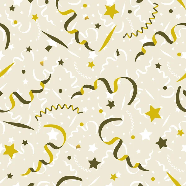 Motif Festif Sans Couture Vectoriel Étoiles Confettis — Image vectorielle