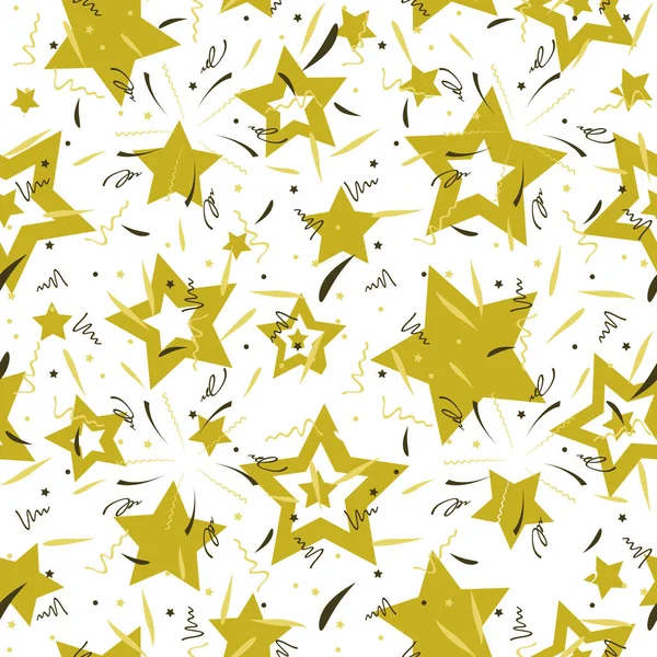 Vector Patrón Estrella Festiva Sin Costuras Color Dorado — Archivo Imágenes Vectoriales