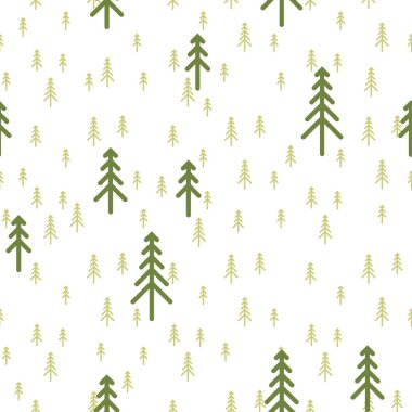 vektör seamless modeli yeşil Noel ağaçları