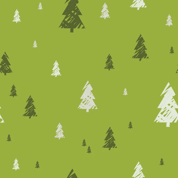 Vector Seamless Pattern Green Christmas Trees — Stock Vector