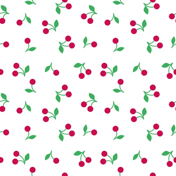Vector Illustration Seamless Pattern Red Cherry — Stock Vector