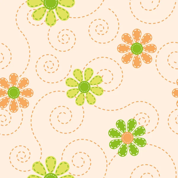 面白い子供のシームレスなパターンをベクトル色花 — ストックベクタ