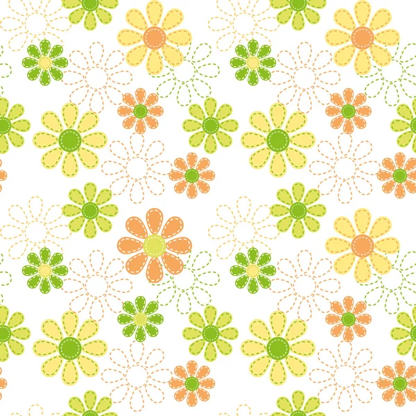 Vektor Lustige Kinder Nahtlose Muster Farbige Blumen — Stockvektor