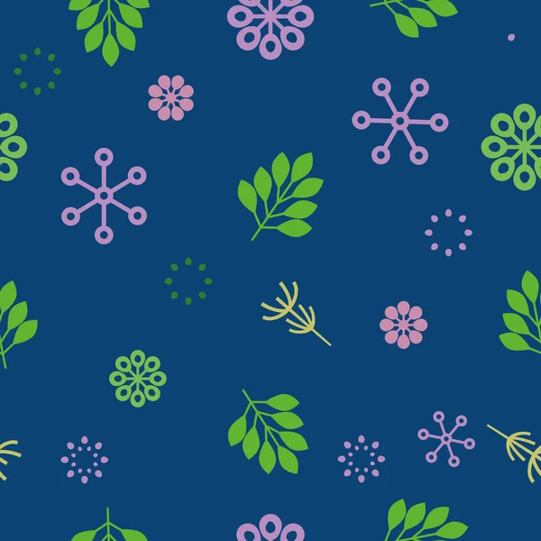 Vector Seamless Repeating Illustration Floral Pattern Leaves Flowers — Stock Vector