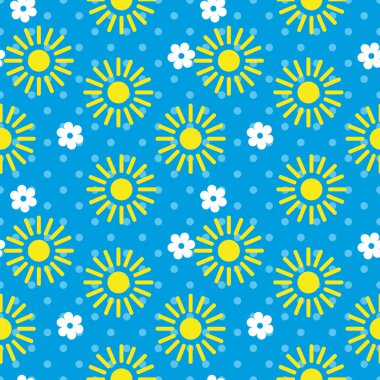 vektör sorunsuz yinelenen illüstrasyon çocuk desen güneş ve çiçekler