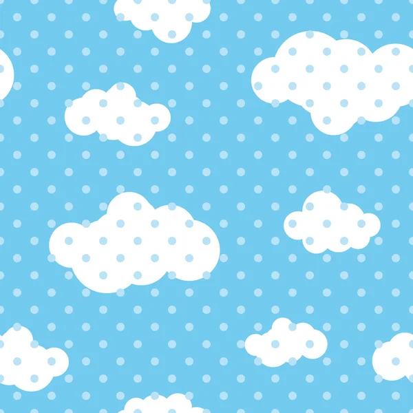 Vector Seamless Repeating Illustration Children Pattern Clouds — Stock Vector