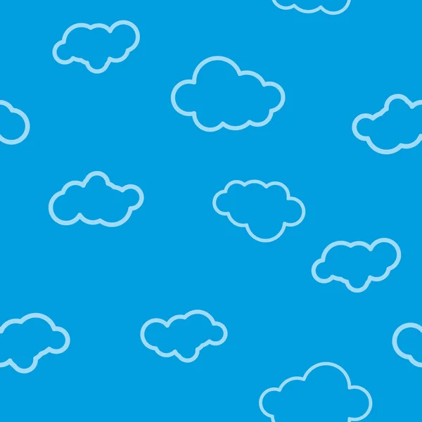 Mavi Bir Gökyüzü Bulutlar Vektör Dikişsiz Desen Çizimi — Stok Vektör