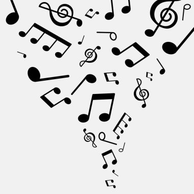 müzik notaları, siyah ve beyaz renk vektör çizim