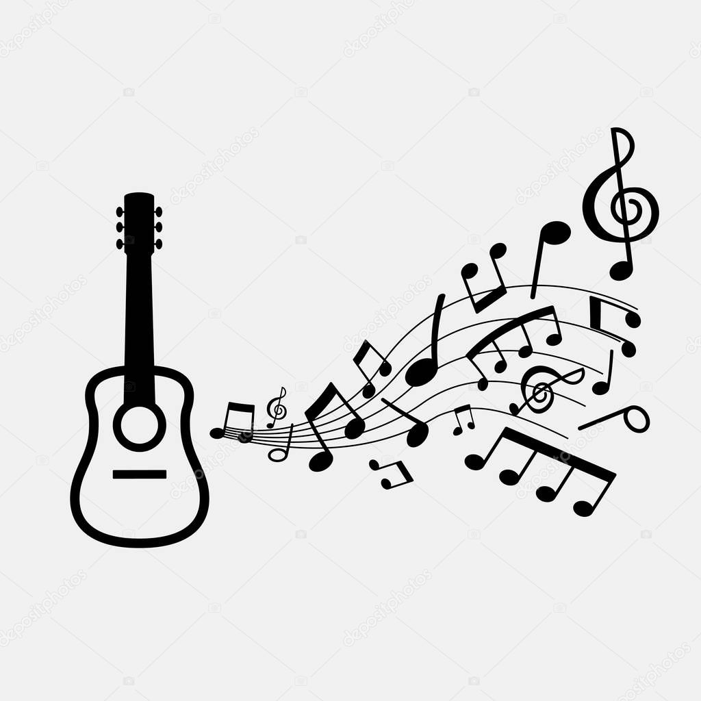 Musical note banner | Vector Illustration Banner Musical Notes Guitar