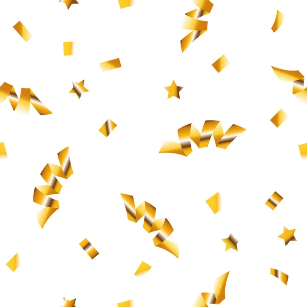ベクターのシームレスなお祝いパターン黄金紙ふぶき — ストックベクタ