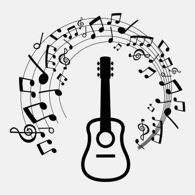 vektör arka plan müzik notaları ve gitar