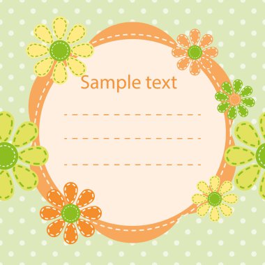 vektör renk illüstrasyon bebek kartı çiçekli