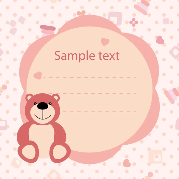Farbvektor Babykarte Mit Einem Teddybär — Stockvektor