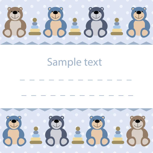 矢量婴儿卡与泰迪熊 — 图库矢量图片