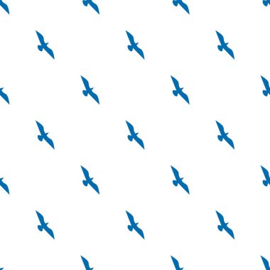 vektör sorunsuz kuş desen, beyaz ve mavi renkleri