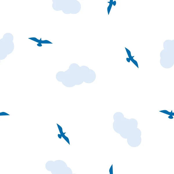 Motif Oiseau Sans Couture Vectoriel Couleurs Blanches Bleues — Image vectorielle