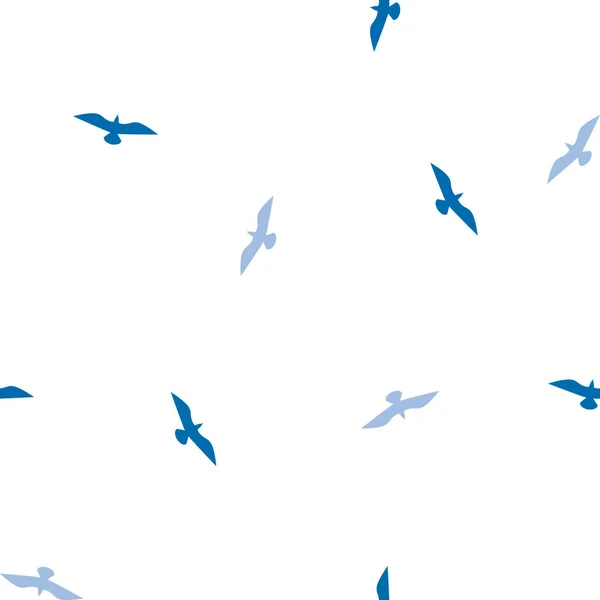 Vector Seamless Bird Pattern White Blue Colors — Stock Vector