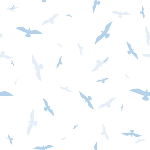 Vector Seamless Bird Pattern White Blue Colors — Stock Vector
