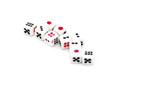 Dice lined on the white floor — Stock Photo, Image