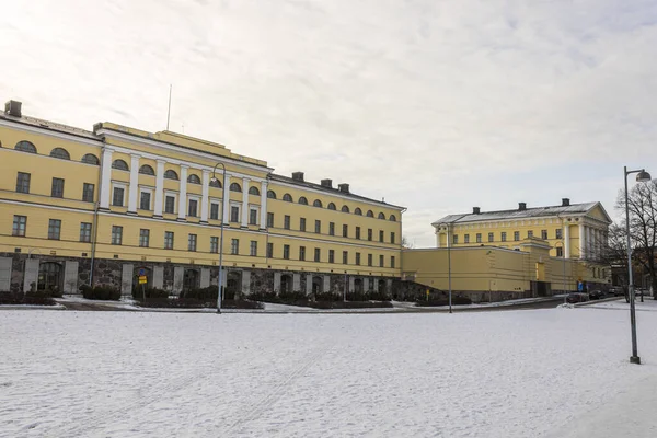Helsinki Finlandia Ministerstwo Spraw Zagranicznych Ulkoministerio Mroźny Zimowy Dzień Pokryte — Zdjęcie stockowe