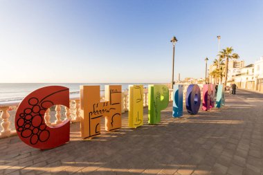 Chipiona, Spain. Colorful letters with the name of Chipiona, a small coast town in Andalucia clipart