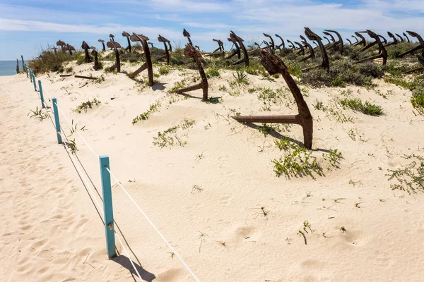 Tavira Portugal Cemitério Das Ancoras Dos Principais Marcos Praia Barril — Fotografia de Stock