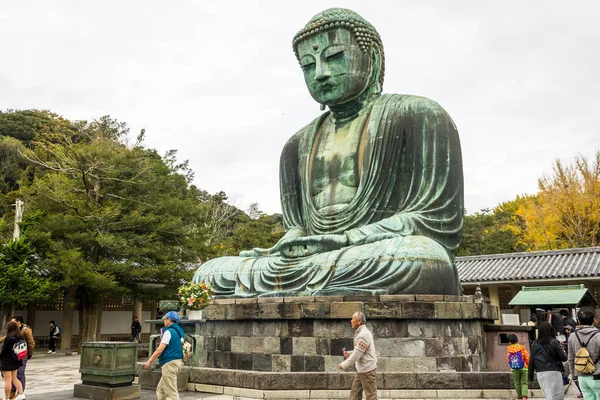 Kamakura Japan Ansichten Des Großen Buddha Daibutsu Große Bronzestatue Des — Stockfoto