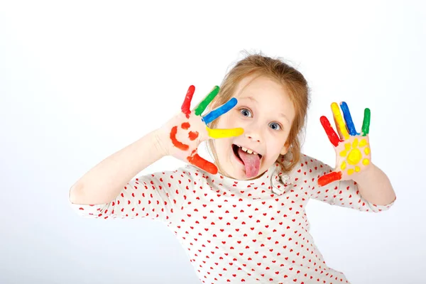 Schattige vrolijke jongen meisje poses — Stockfoto