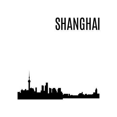 Vektör Vektör Shanghai şehir manzarası siluet panorama. Çin Simgesel Yapı