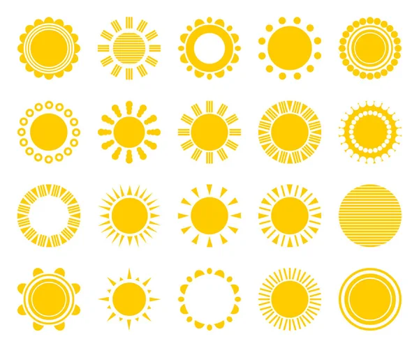 Icônes Vector Sun isolées sur fond blanc — Image vectorielle