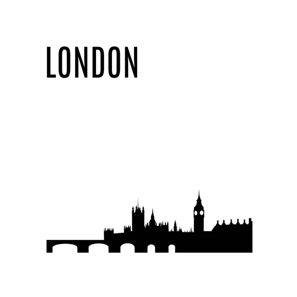 Vector London City skyline zwart silhouet — Stockvector