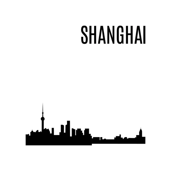 Vector Vector Shanghai City skyline van silhouet panorama. China landmark — Stockvector
