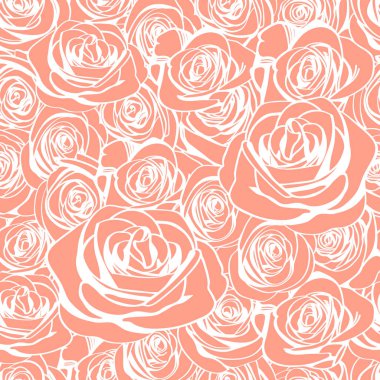 Beyaz anahat gül seamless modeli