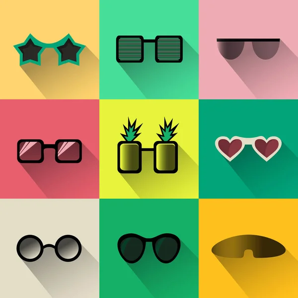 Vektor-Set von verschiedenen Formen Sonnenbrille einfache Symbole — Stockvektor