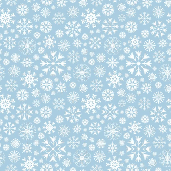 Vrolijke Kerstmis en gelukkig Nieuwjaar naadloze patroon met witte sneeuwvlokken — Stockvector