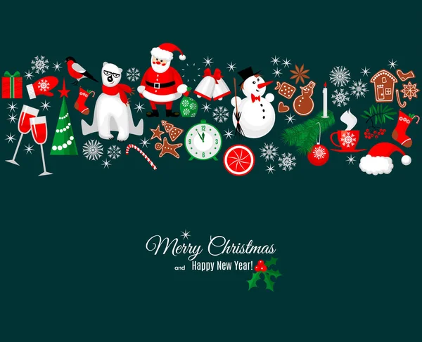 Retro tarzı neşeli Noel ve mutlu yeni yıl tebrik kartı