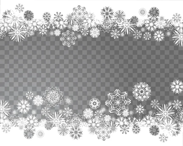 Flocons de neige sur un fond transparent — Image vectorielle