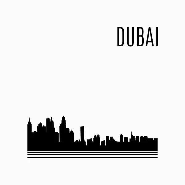 Dubai City skyline zwart silhouet — Stockvector